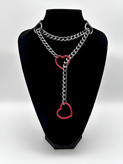 LoveChains™ - Heart Slip Chain Leather Choker Collar