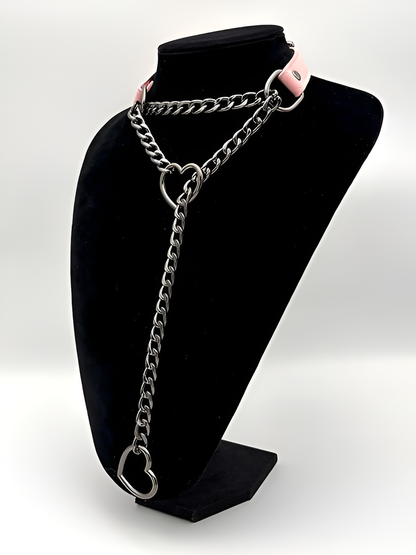 LoveChains™ - Heart Slip Chain Leather Choker Collar