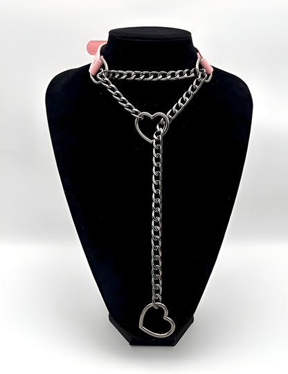 LoveChains™ - Heart Slip Chain Leather Choker Collar