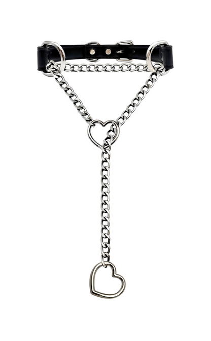 LoveChains™ - Heart Slip Chain Leather Choker Collar