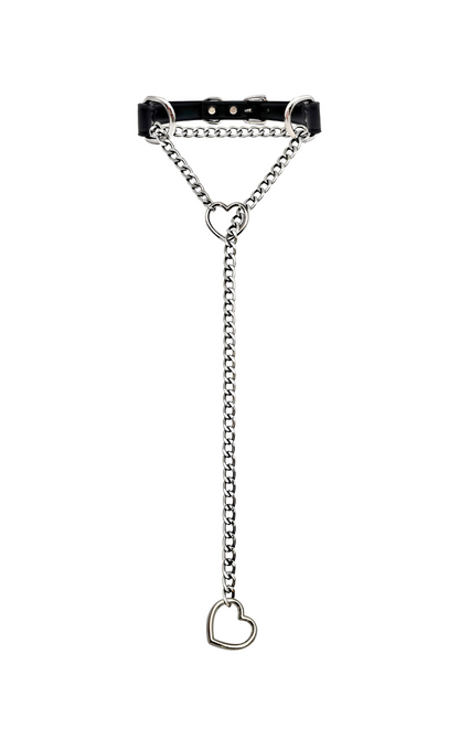 LoveChains™ - Heart Slip Chain Leather Choker Collar