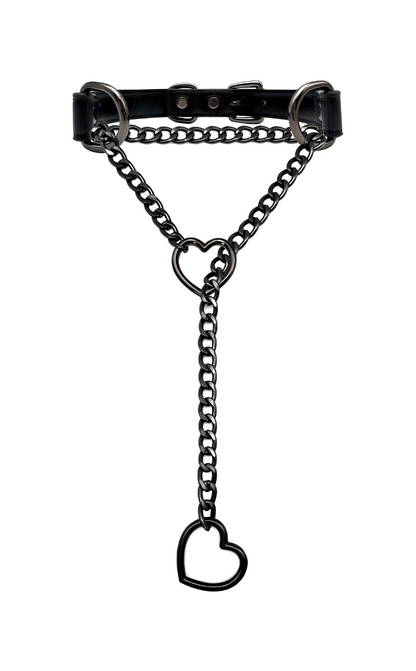 LoveChains™ - Heart Slip Chain Leather Choker Collar