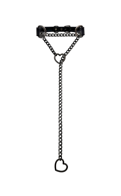 LoveChains™ - Heart Slip Chain Leather Choker Collar