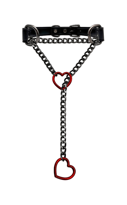 LoveChains™ - Heart Slip Chain Leather Choker Collar