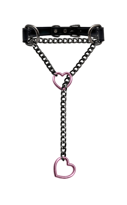 LoveChains™ - Heart Slip Chain Leather Choker Collar