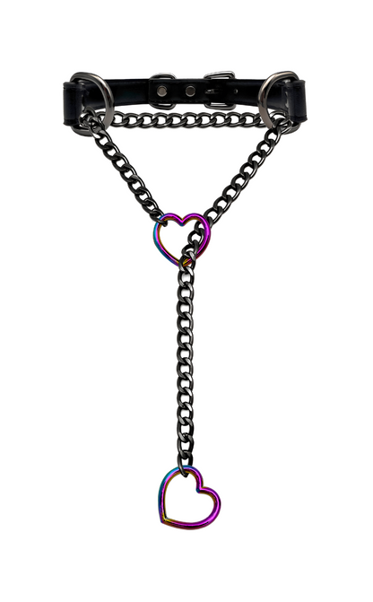 LoveChains™ - Heart Slip Chain Leather Choker Collar