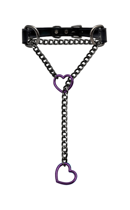LoveChains™ - Heart Slip Chain Leather Choker Collar
