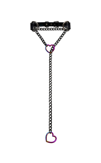 LoveChains™ - Heart Slip Chain Leather Choker Collar