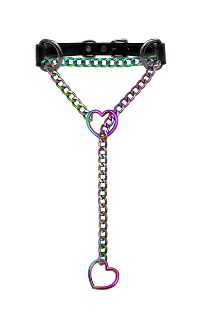 LoveChains™ - Heart Slip Chain Leather Choker Collar