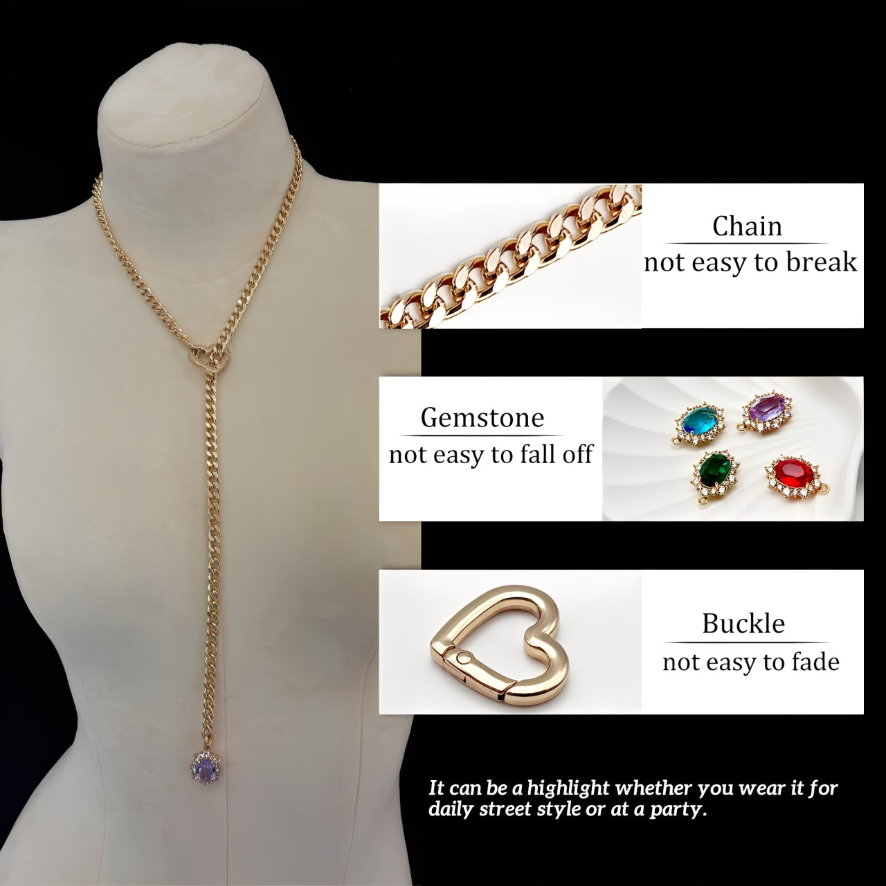 LoveChains™ - Gemstone Charm Slip Chain Choker