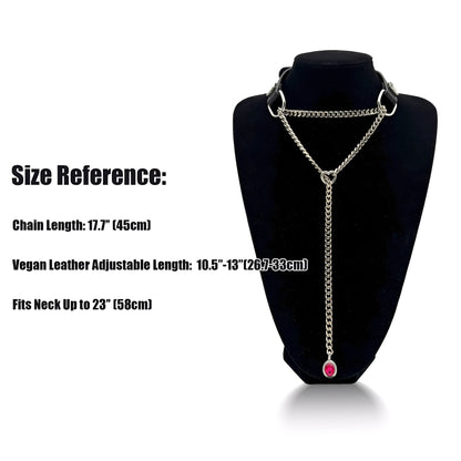 LoveChains™ - Crystal Charm Leather Choker Collar