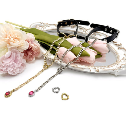 LoveChains™ - Crystal Charm Leather Choker Collar