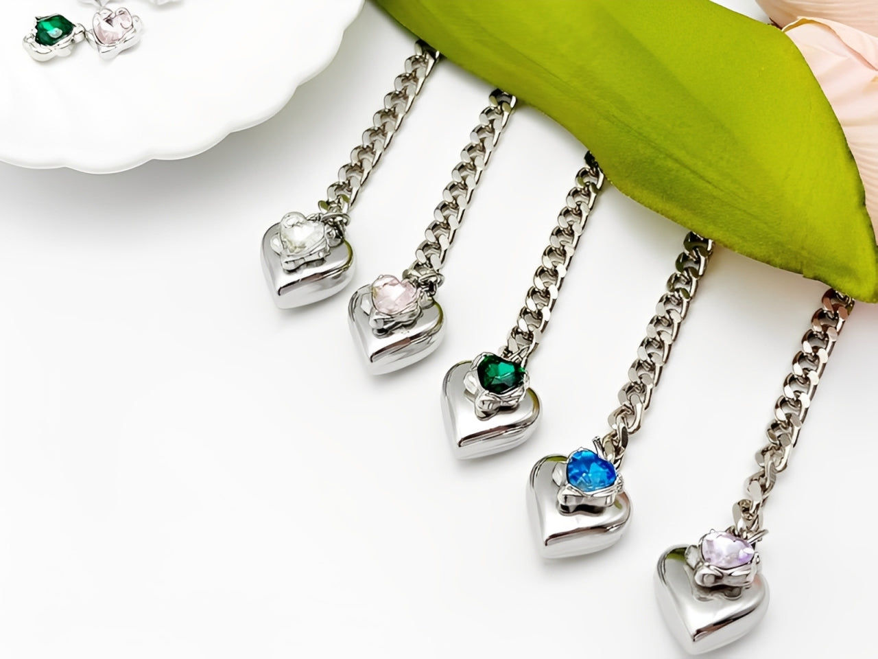 LoveChains™ - Heart Crystal Charm Slip Chain Choker