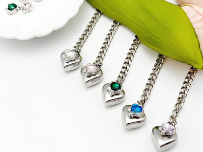LoveChains™ - Heart Crystal Charm Slip Chain Choker