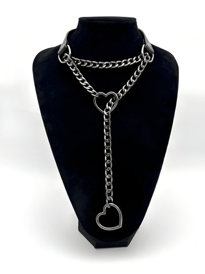 LoveChains™ - Heart Slip Chain Leather Choker Collar