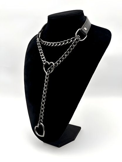 LoveChains™ - Heart Slip Chain Leather Choker Collar