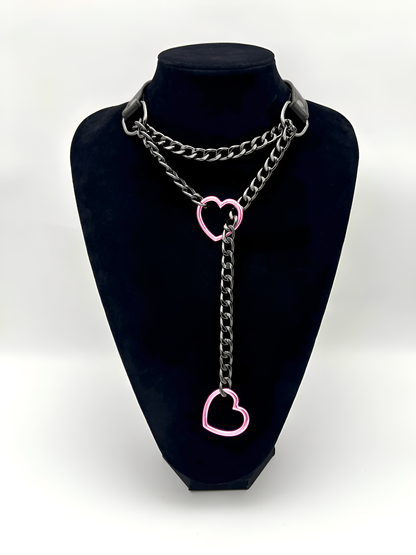 LoveChains™ - Heart Slip Chain Leather Choker Collar