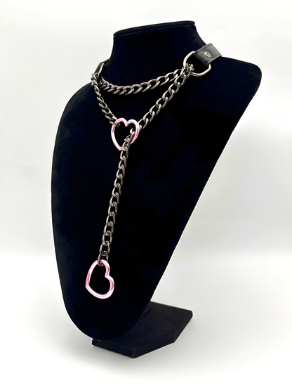 LoveChains™ - Heart Slip Chain Leather Choker Collar