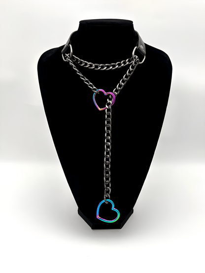 LoveChains™ - Heart Slip Chain Leather Choker Collar