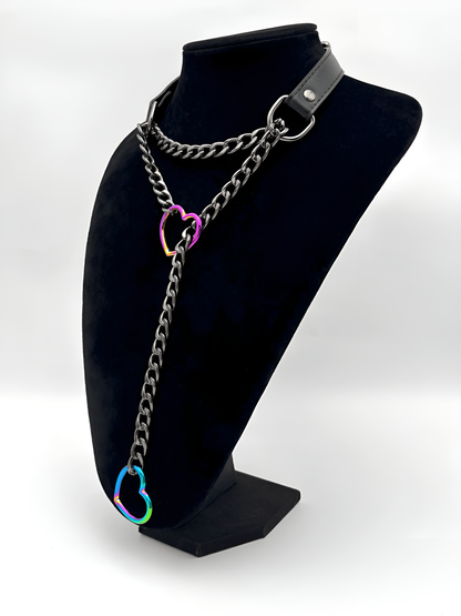 LoveChains™ - Heart Slip Chain Leather Choker Collar