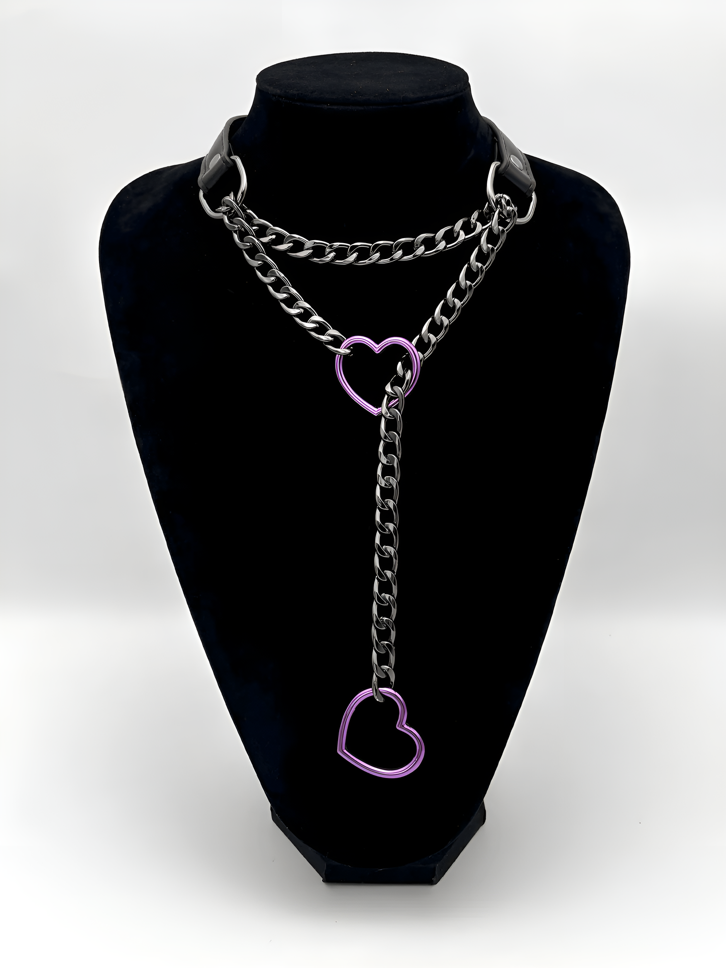 LoveChains™ - Heart Slip Chain Leather Choker Collar