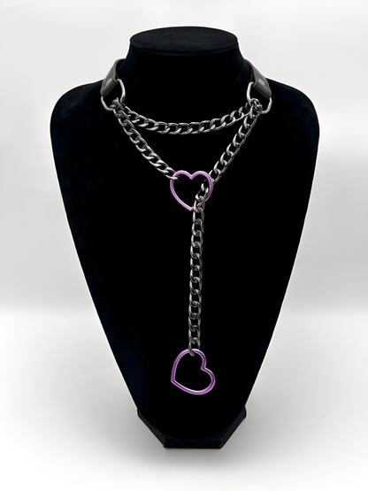 LoveChains™ - Heart Slip Chain Leather Choker Collar