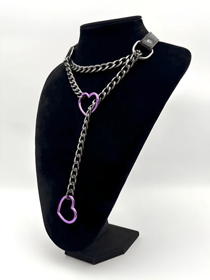 LoveChains™ - Heart Slip Chain Leather Choker Collar