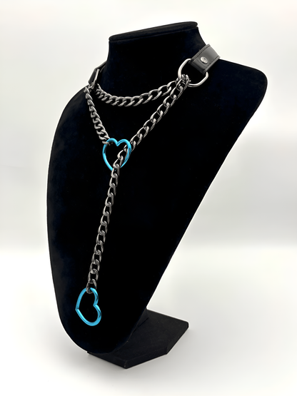 LoveChains™ - Heart Slip Chain Leather Choker Collar