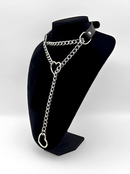 LoveChains™ - Heart Slip Chain Leather Choker Collar