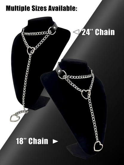 LoveChains™ - Heart Slip Chain Leather Choker Collar