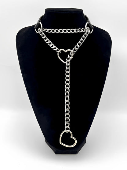 LoveChains™ - Heart Slip Chain Leather Choker Collar