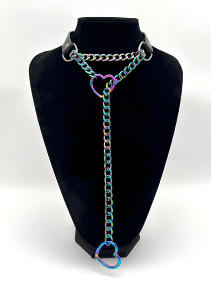 LoveChains™ - Heart Slip Chain Leather Choker Collar