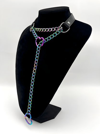 LoveChains™ - Heart Slip Chain Leather Choker Collar