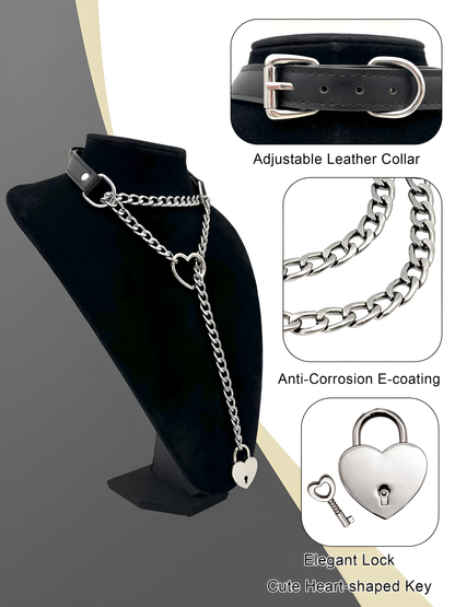 LoveChains™ - Lock & Key Leather Choker Collar