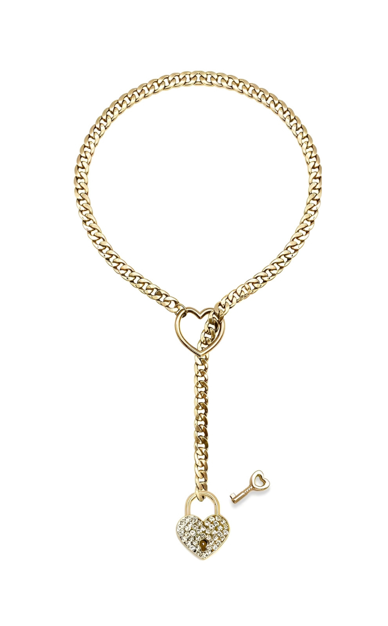 LoveChains™ - Crystal Heart Lock & Key Slip Chain