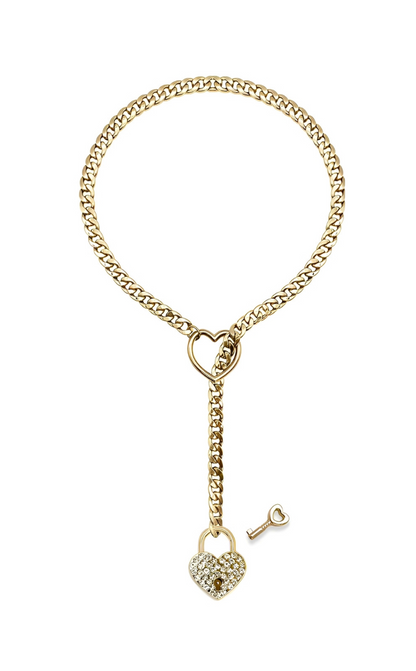 LoveChains™ - Crystal Heart Lock & Key Slip Chain
