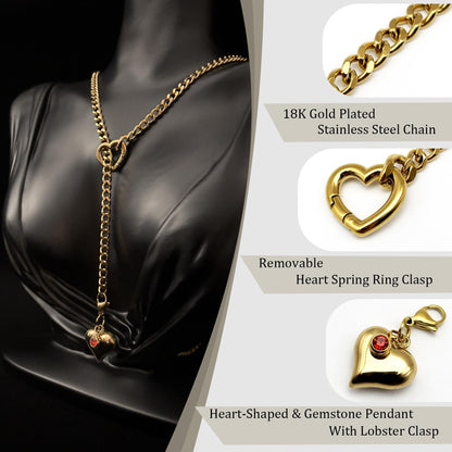 LoveChains™ - Heart Crystal Clasp Slip Chain Choker